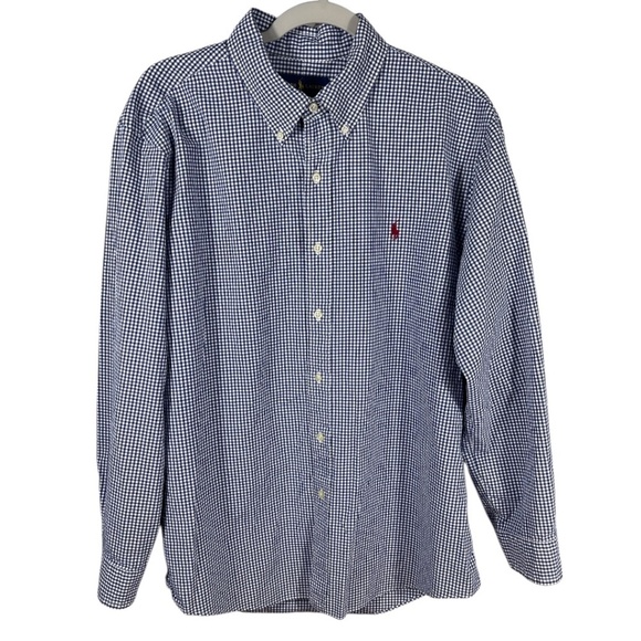 Ralph Lauren Blue Label Other - Ralph Lauren Button Down Oxford Shirt Men XL Blue White Gingham Long Sleeve XL